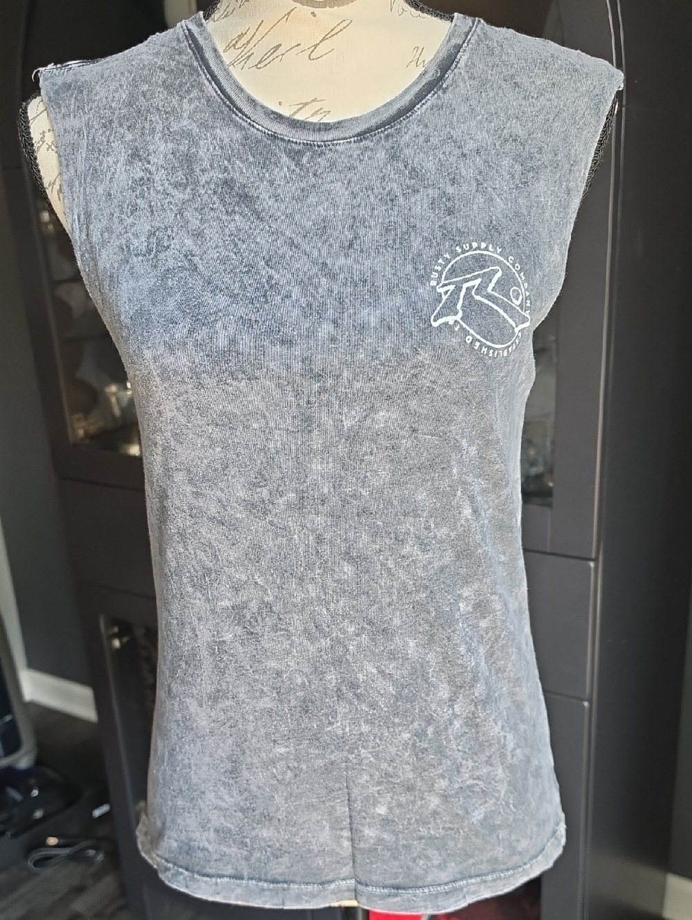 Wash Grey 'Rusty Supply Co.' Sleeveless Top